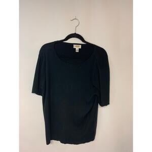 Talbots Womens Sweater SZ 1X Black Causal Office Minimalist Basic Comfy Mature